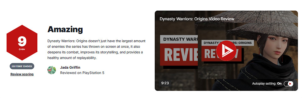 《真三國無雙:起源》IGN 9分：新玩家絕佳的入坑之作!