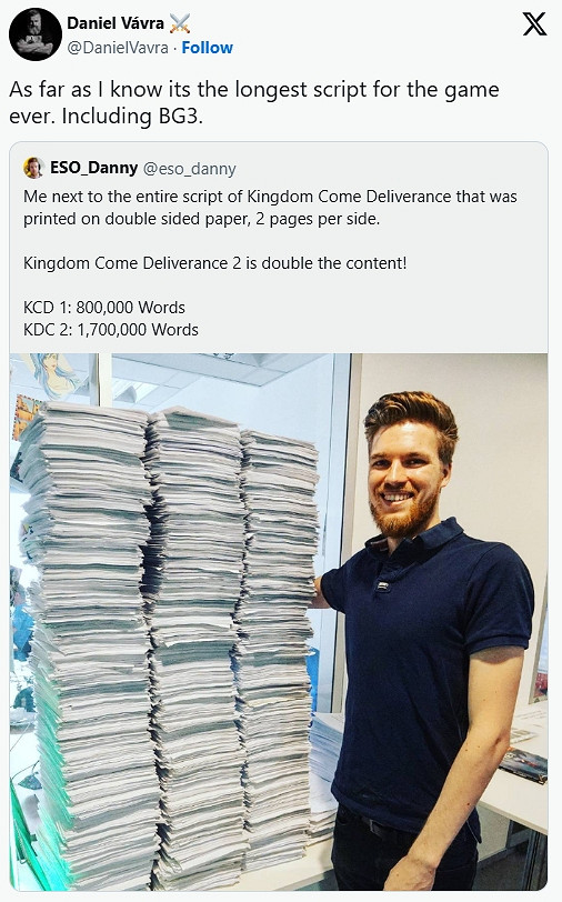 《天國降臨: 救贖2》劇本超220萬字!打破《博德3》記錄! 《天國降臨: 救贖2》劇本超220萬字!打破《博德3》記錄!