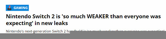 外媒認為Switch 2性能不如預期：只能靠DLSS技術拯救