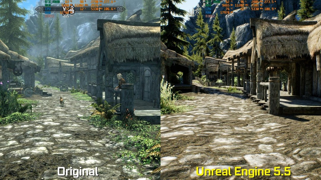 飯製虛幻5《上古卷軸5》VS原版 遊戲畫面改進顯著! 飯製虛幻5《上古卷軸5》VS原版 遊戲畫面改進顯著!