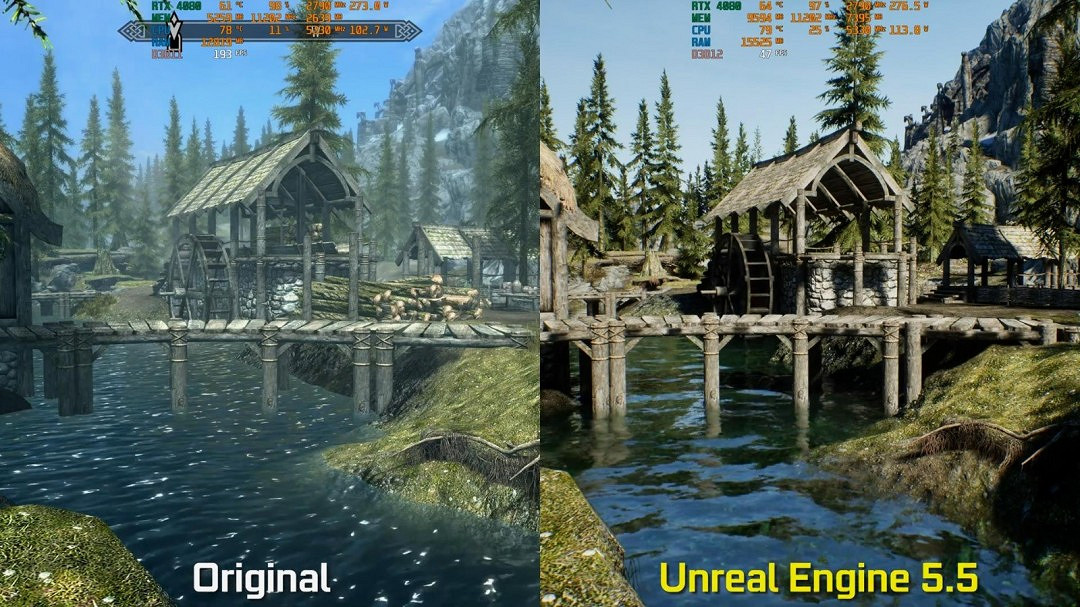 飯製虛幻5《上古卷軸5》VS原版 遊戲畫面改進顯著! 飯製虛幻5《上古卷軸5》VS原版 遊戲畫面改進顯著!