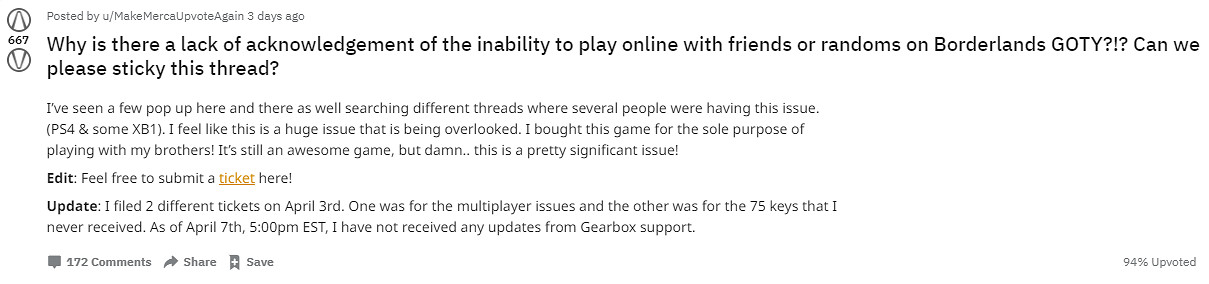 《邊緣禁地：年度版》存在網路問題 官方稱正在解決