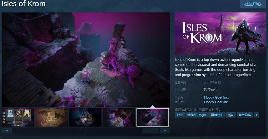 俯視角Roguelike動作遊戲《Isles of Krom》Steam頁面 發售日待定