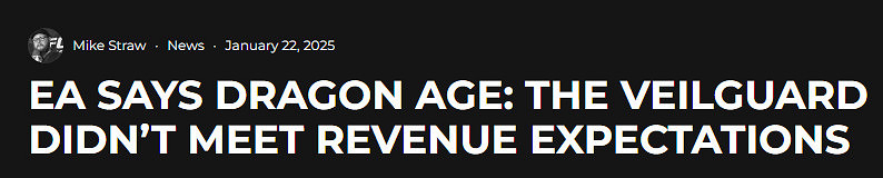 EA財報透露:《闇龍紀元4》未達預期 下調全年收入預估 EA財報透露:《闇龍紀元4》未達預期 下調全年收入預估