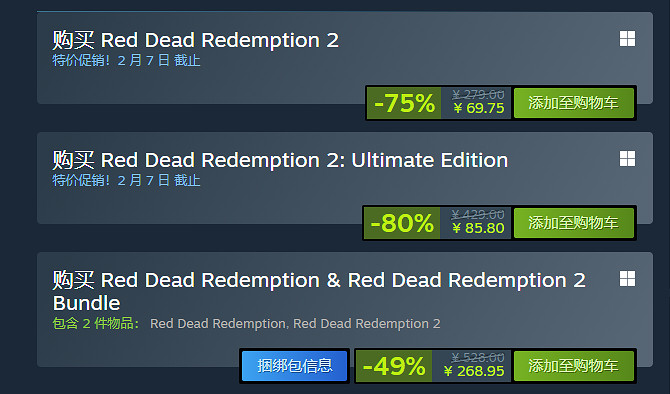 《荒野大鏢客2》Steam迎來新史低:2.5折後僅售約新台幣299元! 《荒野大鏢客2》Steam迎來新史低:2.5折後僅售約新台幣299元!