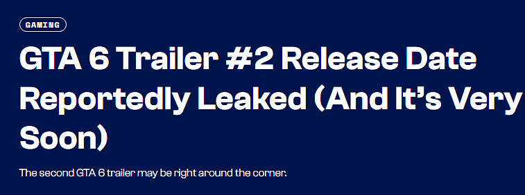 《GTA6》第二支預告發布日期疑遭泄露 或於2月公布! 《GTA6》第二支預告發布日期疑遭泄露 或於2月公布!