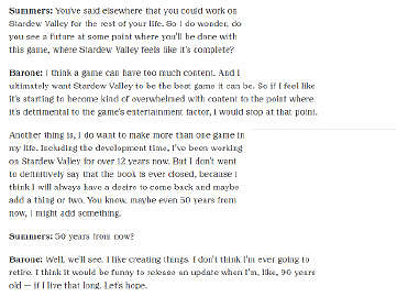 《星露谷物語》作者：如果90歲還能更新會很有趣