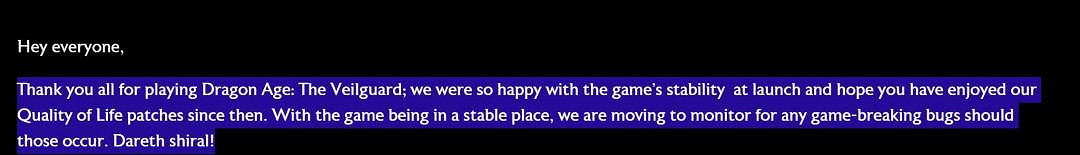 BioWare 宣布停止對《闇龍紀元：影障守護者》 更新