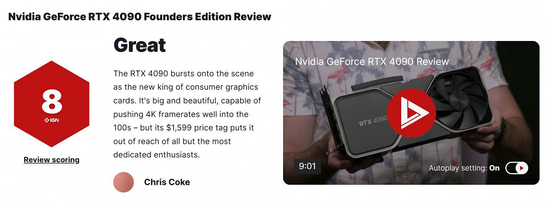 RTX 5090 IGN 7分:新性能之王,但代際提升太小 RTX 5090 IGN 7分:新性能之王,但代際提升太小