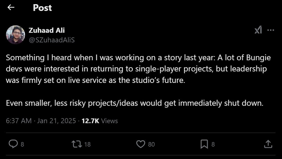 索尼打碎Bungie單機夢:要與即時服務遊戲死磕到底! 索尼打碎Bungie單機夢:要與即時服務遊戲死磕到底!