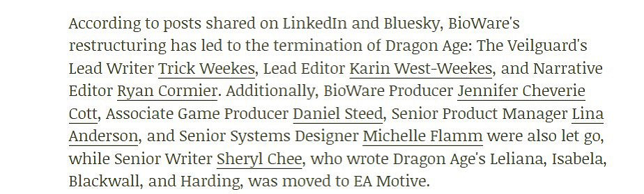 BioWare重組基本上是大清洗 《闇龍紀元:影障守護者》絕大多數編劇被炒 BioWare重組基本上是大清洗 《闇龍紀元:影障守護者》絕大多數編劇被炒