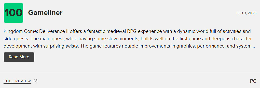 《天國降臨: 救贖2》M站均分88分:年度遊戲的有力競爭者! 《天國降臨: 救贖2》M站均分88分:年度遊戲的有力競爭者!