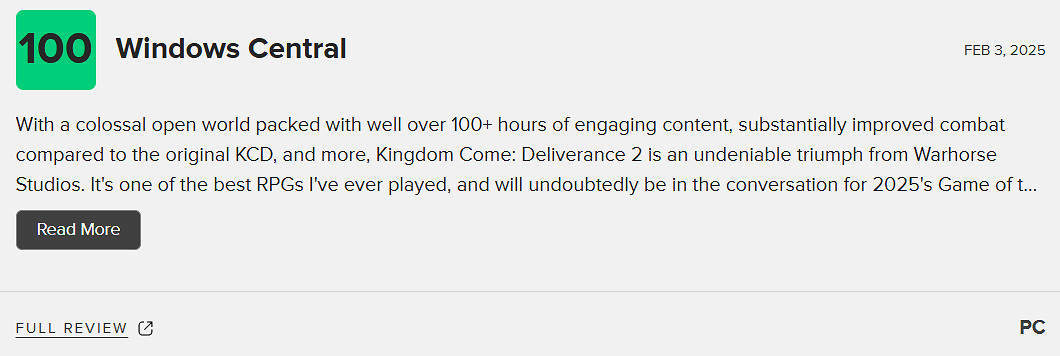 《天國降臨: 救贖2》M站均分88分:年度遊戲的有力競爭者! 《天國降臨: 救贖2》M站均分88分:年度遊戲的有力競爭者!