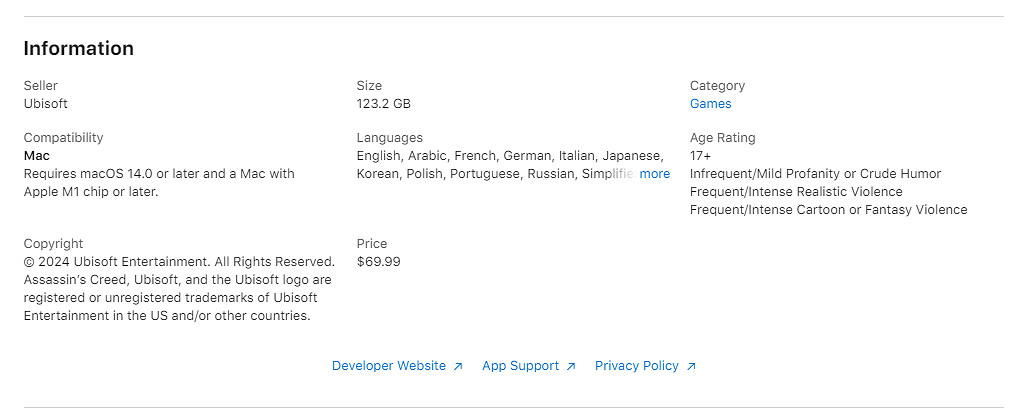 《刺客教條影》Mac版容量曝光!PC版容量或超100G 《刺客教條影》Mac版容量曝光!PC版容量或超100G