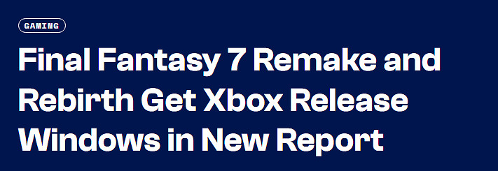 曝《FF7：重製版》《FF7：重生》有望年內登陸Xbox