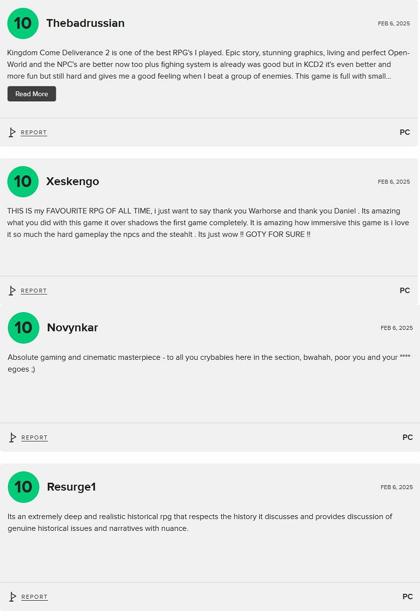 《天國降臨: 救贖2》M站玩家評分8.8分:一款絕對的傑作! 《天國降臨: 救贖2》M站玩家評分8.8分:一款絕對的傑作!