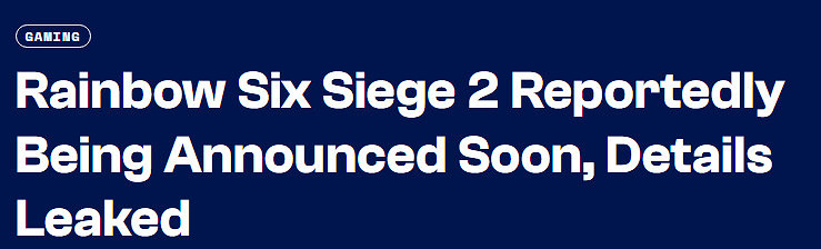 育碧《虹彩六號：圍攻行動2》開發中 曝將來有可能於下周官宣