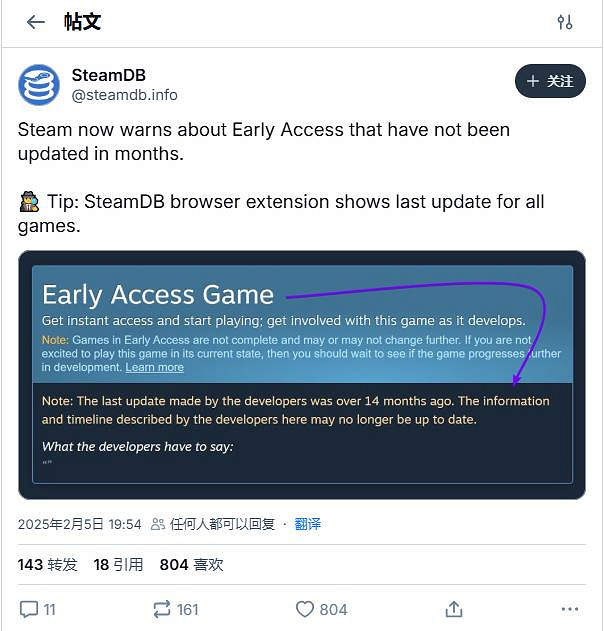 Steam搶先體驗說明更新:將顯示最後一次更新時長! Steam搶先體驗說明更新:將顯示最後一次更新時長!
