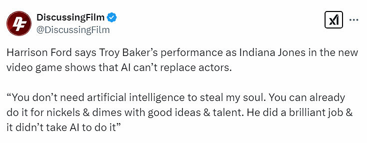 《奪寶奇兵》主演評價遊戲演員 強調AI無法取代演員 《奪寶奇兵》主演評價遊戲演員 強調AI無法取代演員