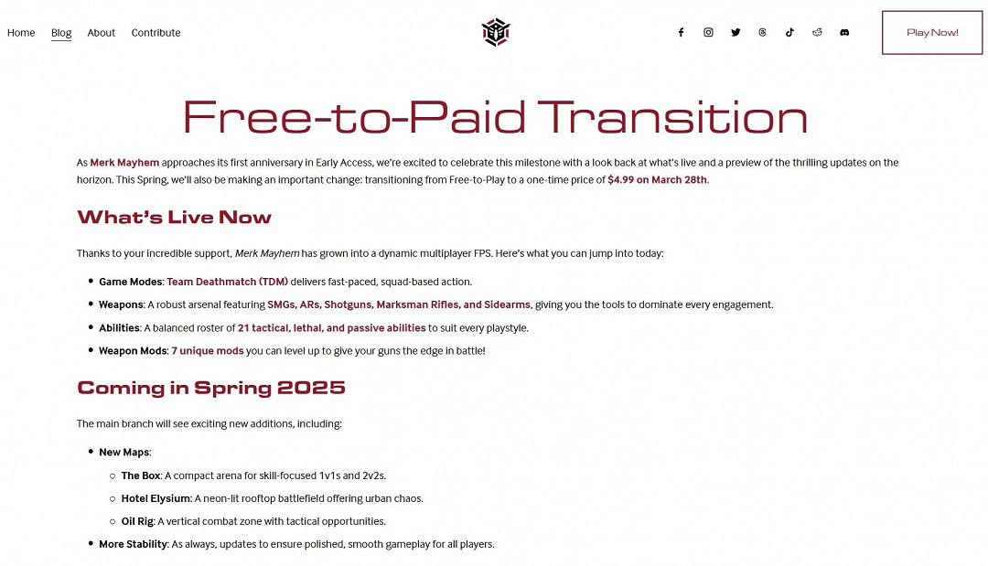 玩家對戰第一人稱射擊遊戲《默克爾混亂》即將改為買斷製 玩家對戰第一人稱射擊遊戲《默克爾混亂》即將改為買斷製