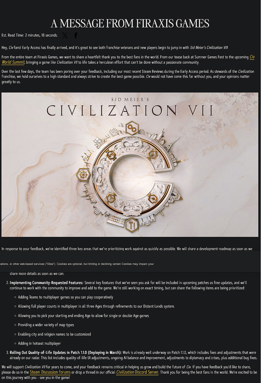 《文明7》開發者表示:將根據粉絲反饋進行針對性工作! 《文明7》開發者表示:將根據粉絲反饋進行針對性工作!