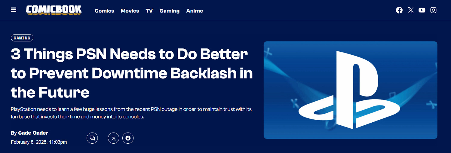 外媒就PSN宕機向索尼提建議:於情於理要補償玩家! 外媒就PSN宕機向索尼提建議:於情於理要補償玩家!