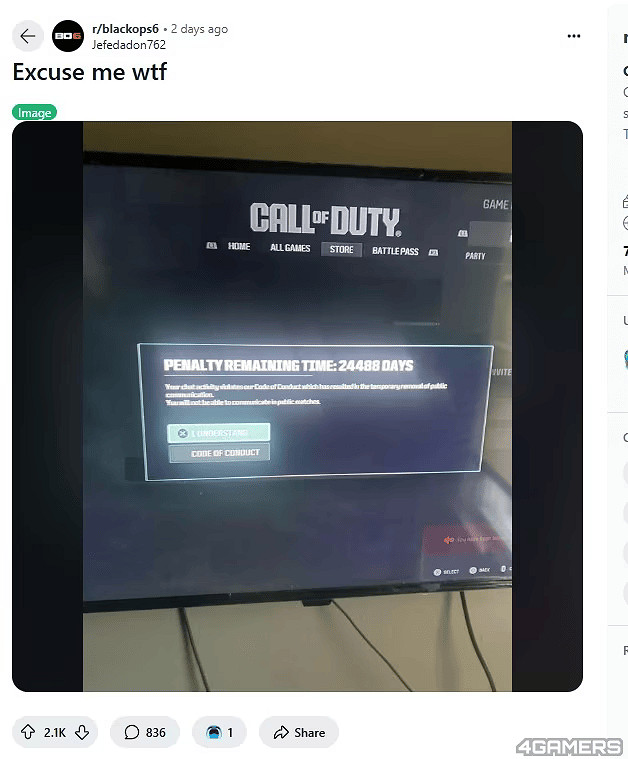 《決勝時刻 黑色行動6》玩家被禁言67年!到底罵了什麽