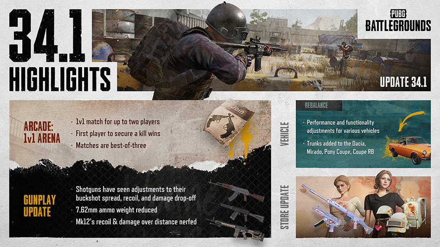 PUBG 34.1版本更新 添加新街機模式“1對1競技場” PUBG 34.1版本更新 添加新街機模式“1對1競技場”