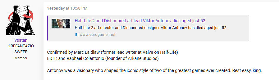 《戰慄時空2》美術總監兼《冤罪殺機》設計師去世 《戰慄時空2》美術總監兼《冤罪殺機》設計師去世