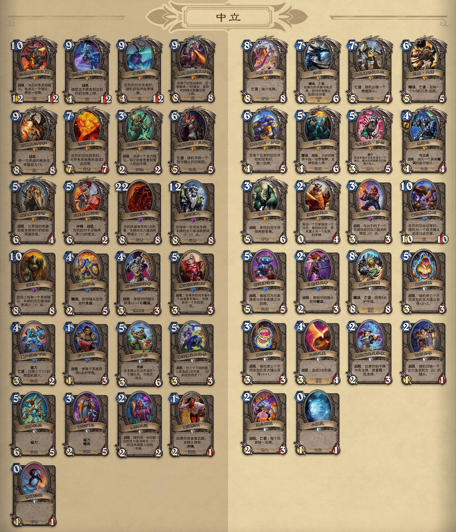 爐石戰記迅猛龍年核心系列全卡一覽