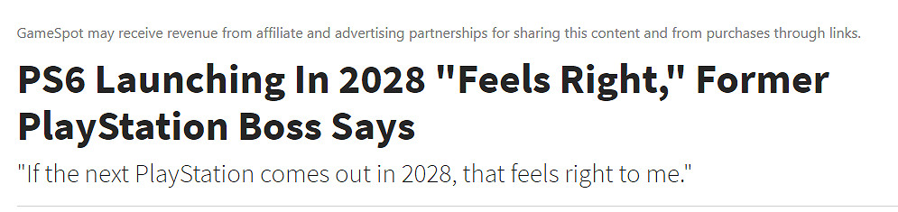 索尼前高層認為PS6應該在2028年發布:感覺正合適! 索尼前高層認為PS6應該在2028年發布:感覺正合適!
