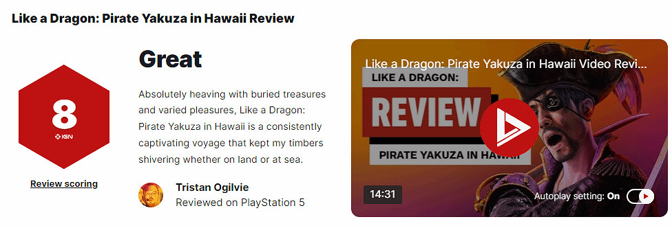 《人中之龍8外傳》IGN 8分:處處充滿驚喜 旅程令人愉快! 《人中之龍8外傳》IGN 8分:處處充滿驚喜 旅程令人愉快!