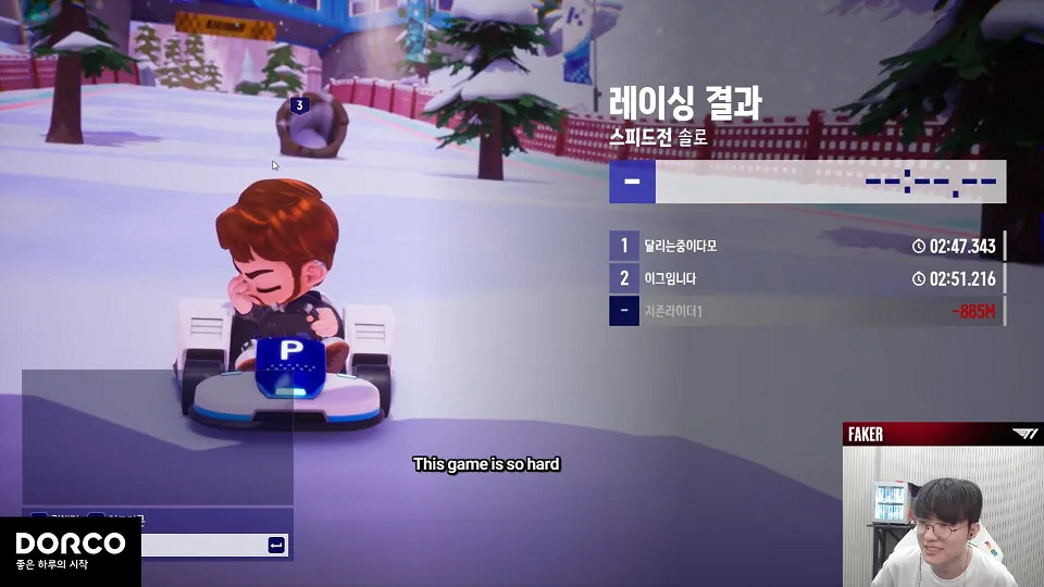 Faker玩《跑跑卡丁車》 被讓10秒都跑不過 氣到大哭！