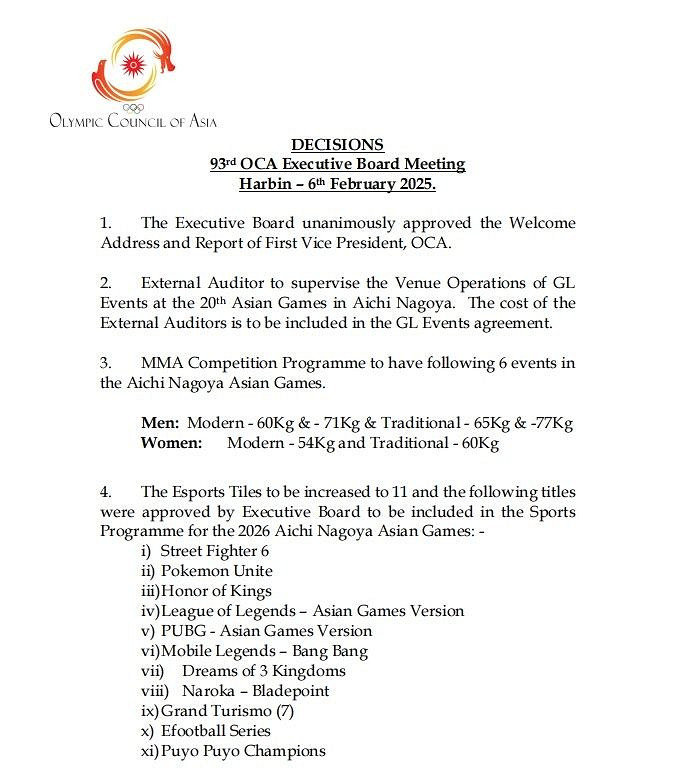 2026亞運會電競項目有11款遊戲入選!《爐石》仍被移除 2026亞運會電競項目有11款遊戲入選!《爐石》仍被移除