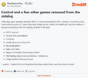 玩家發現索尼PS＋部分遊戲意外從遊戲目錄神秘消失