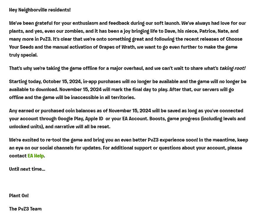 《植物大戰殭屍3》在試運行9個月後 宣布即將下線並進行重大改進 《植物大戰殭屍3》在試運行9個月後 宣布即將下線並進行重大改進