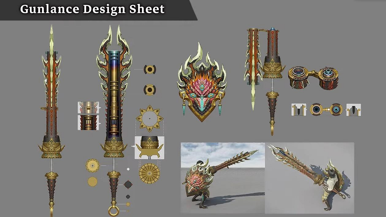 《魔物獵人：荒野》“赫猿獸”原畫 武器 防具設計圖