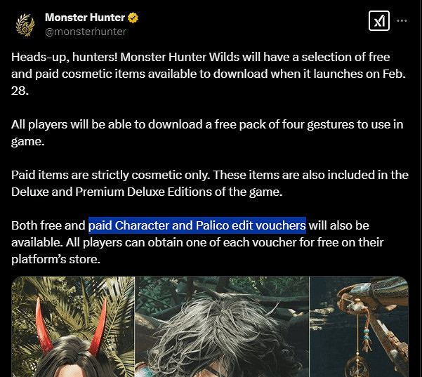 《魔物獵人:荒野》角色編輯功能付費引玩家不滿 《魔物獵人:荒野》角色編輯功能付費引玩家不滿