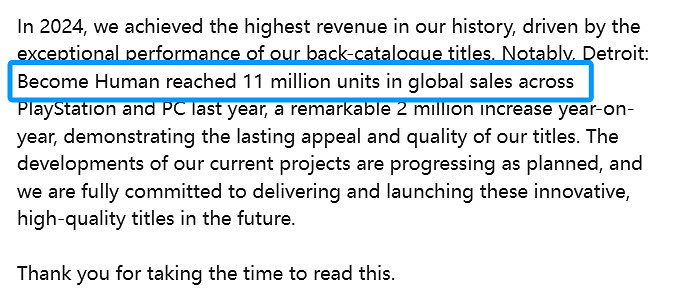 《底特律化身為人》銷量破千萬 官方誠邀開發者們加入