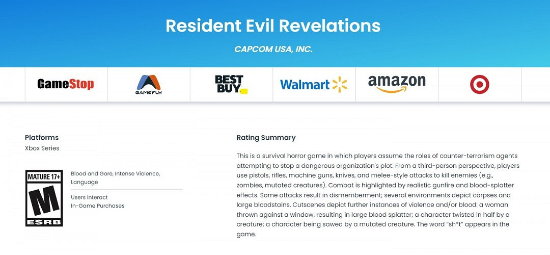 ESRB將評級《惡靈古堡:啟示錄》 疑登陸現代主機平台 ESRB將評級《惡靈古堡:啟示錄》 疑登陸現代主機平台