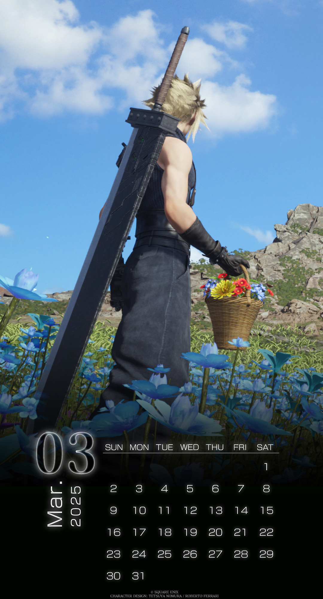《最終幻想7：重生》3月日曆壁紙：採花少年克勞德！