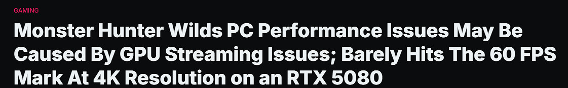 數毛社稱《怪獵荒野》PC版如同災難:5080才勉強60幀! 數毛社稱《怪獵荒野》PC版如同災難:5080才勉強60幀!