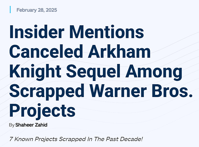 華納十年間砍掉7款遊戲:高譚騎士、阿卡姆騎士續作! 華納十年間砍掉7款遊戲:高譚騎士、阿卡姆騎士續作!
