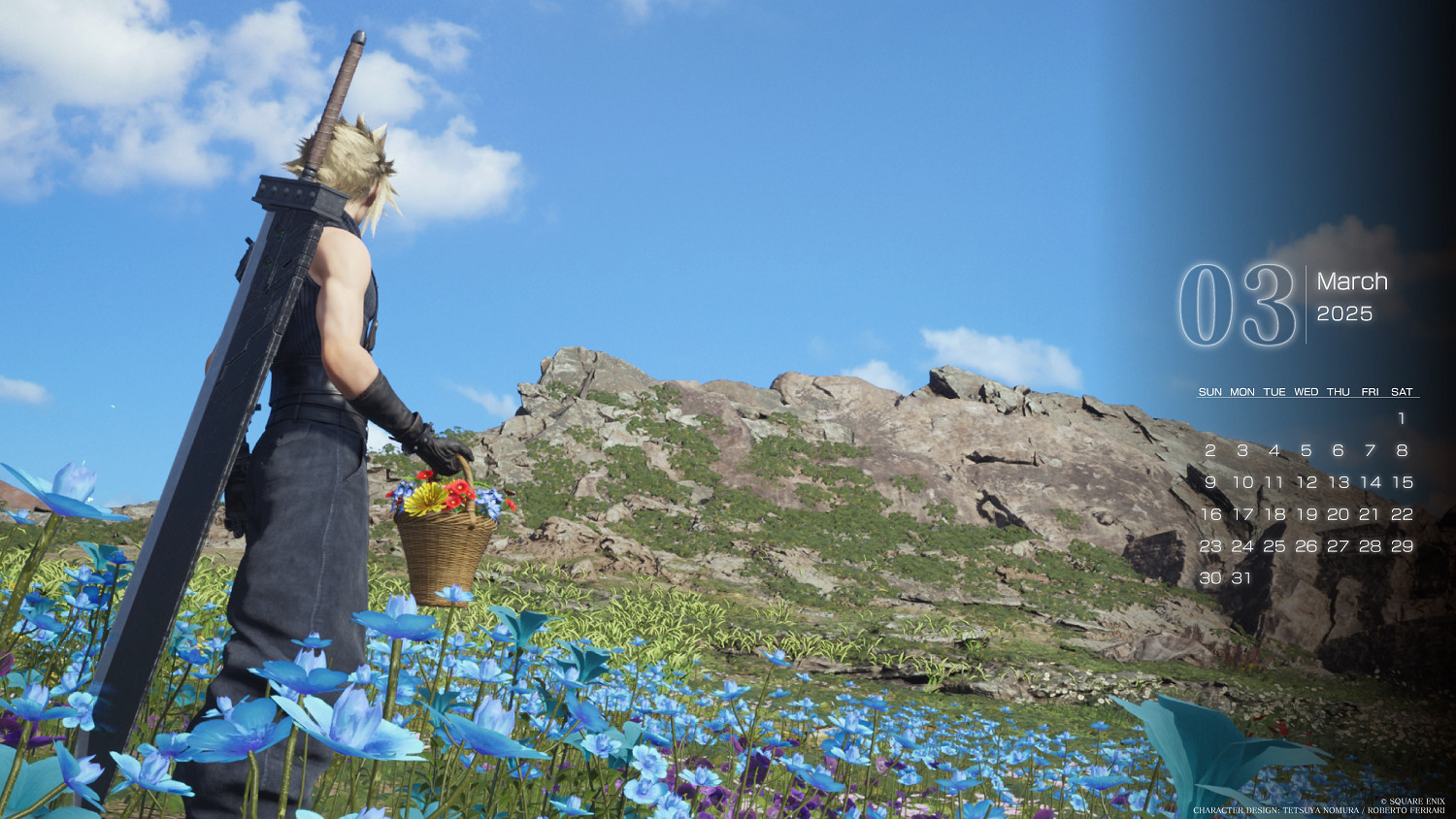 《最終幻想7：重生》3月日曆壁紙：採花少年克勞德！