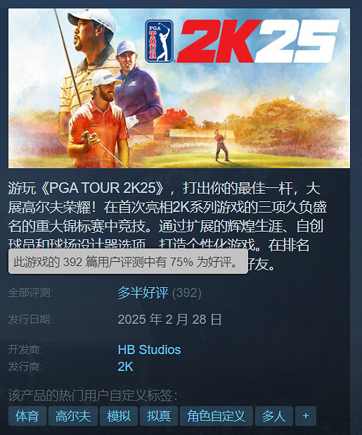 《美末2》發來賀電!《PGA巡回賽2K25》Steam多半好評 《美末2》發來賀電!《PGA巡回賽2K25》Steam多半好評