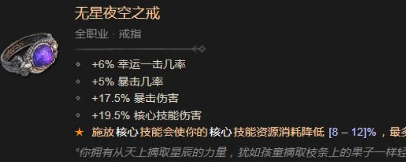 《暗黑破壞神4》無星夜空之戒效果與屬性介紹