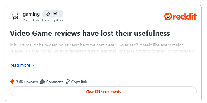 玩家熱議遊戲評測越來越不可靠 同一遊戲被評神作和糞作 玩家熱議遊戲評測越來越不可靠 同一遊戲被評神作和糞作