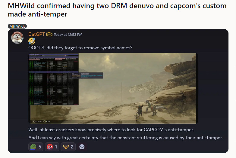 《怪獵:荒野》PC優化差原因 疑似用了三重D加密 《怪獵:荒野》PC優化差原因 疑似用了三重D加密