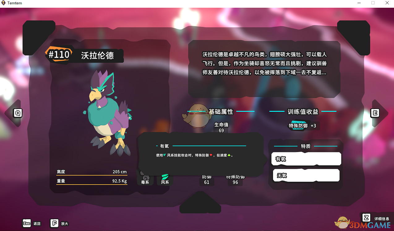 《Temtem》沃拉倫德屬性天賦圖鑒