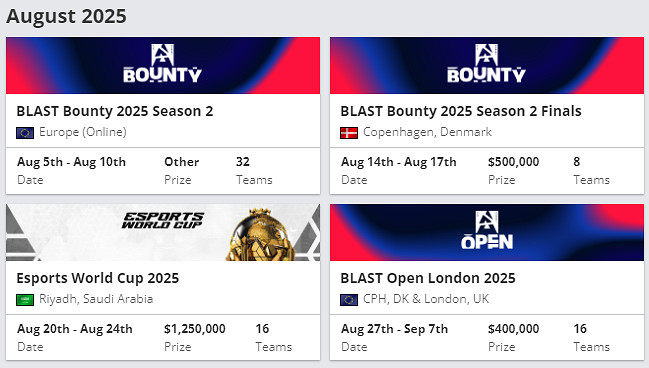 《csgo》2025最新賽事賽程表一覽